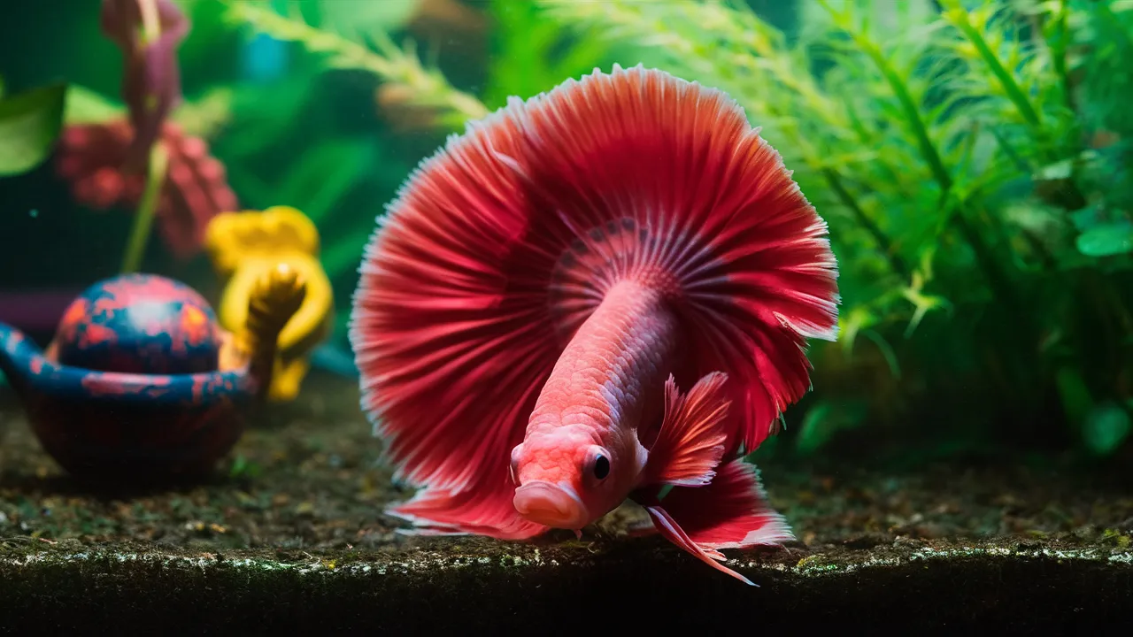 Betta Fish Laying At Bottom Of Tank